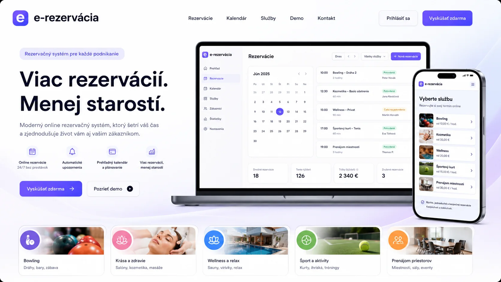 Ukážka systému e-rezervácia